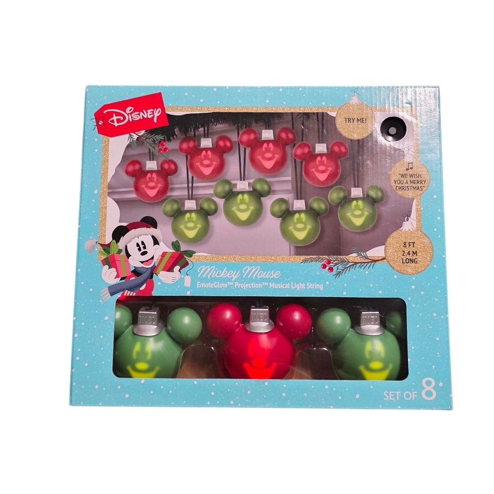 Disney Musical Mickey Mouse Festive Light Set with Red and Green Bulbs